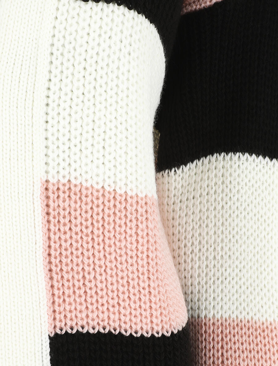 Gilet long rayé - Rose - 3
