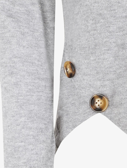 Pull fin uni à boutons décoratifs - Gris clair - 3