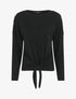 Pull droit uni à noeud et boutons - Noir - 5