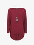 Pull ample uni manches chauve-souris - Bordeaux - 4