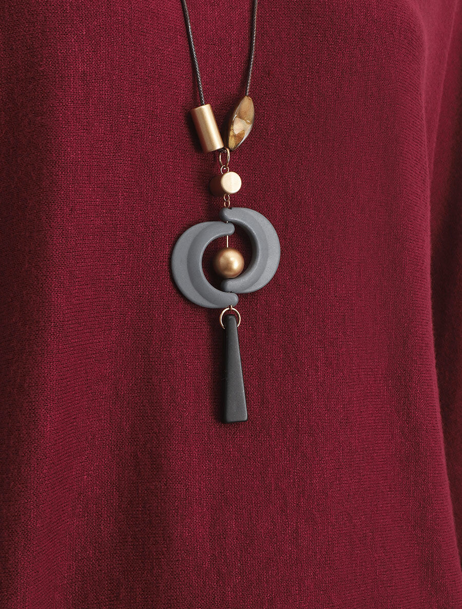 Pull ample uni manches chauve-souris - Bordeaux - 3