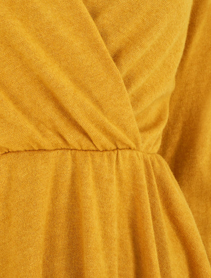 Pull uni col cache-coeur - Jaune - 3