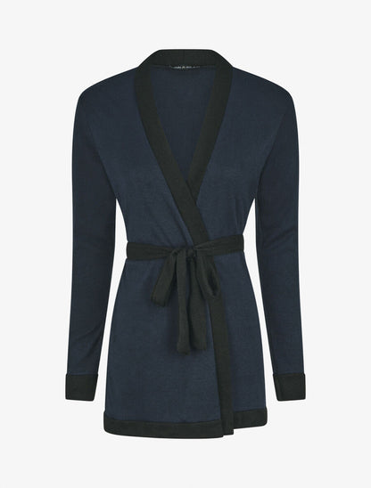 Gilet mi-long coupe droite - Marine - 4