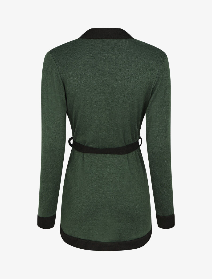Gilet mi-long coupe droite - Vert foncé - 2