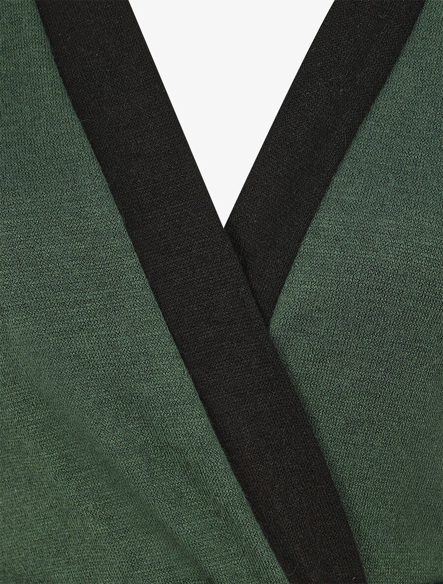 Gilet mi-long coupe droite - Vert foncé - 3