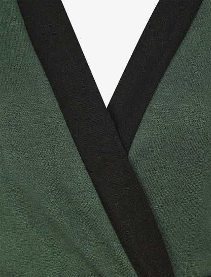 Gilet mi-long coupe droite - Vert foncé - 3