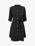 Robe chemise unie manches longues - Noir - 1