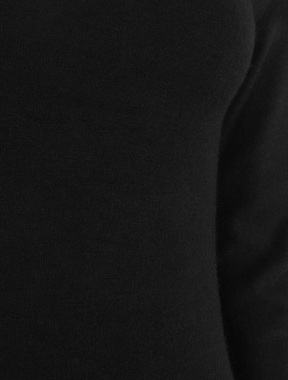 Robe droite mi-longue col V - Noir - 3