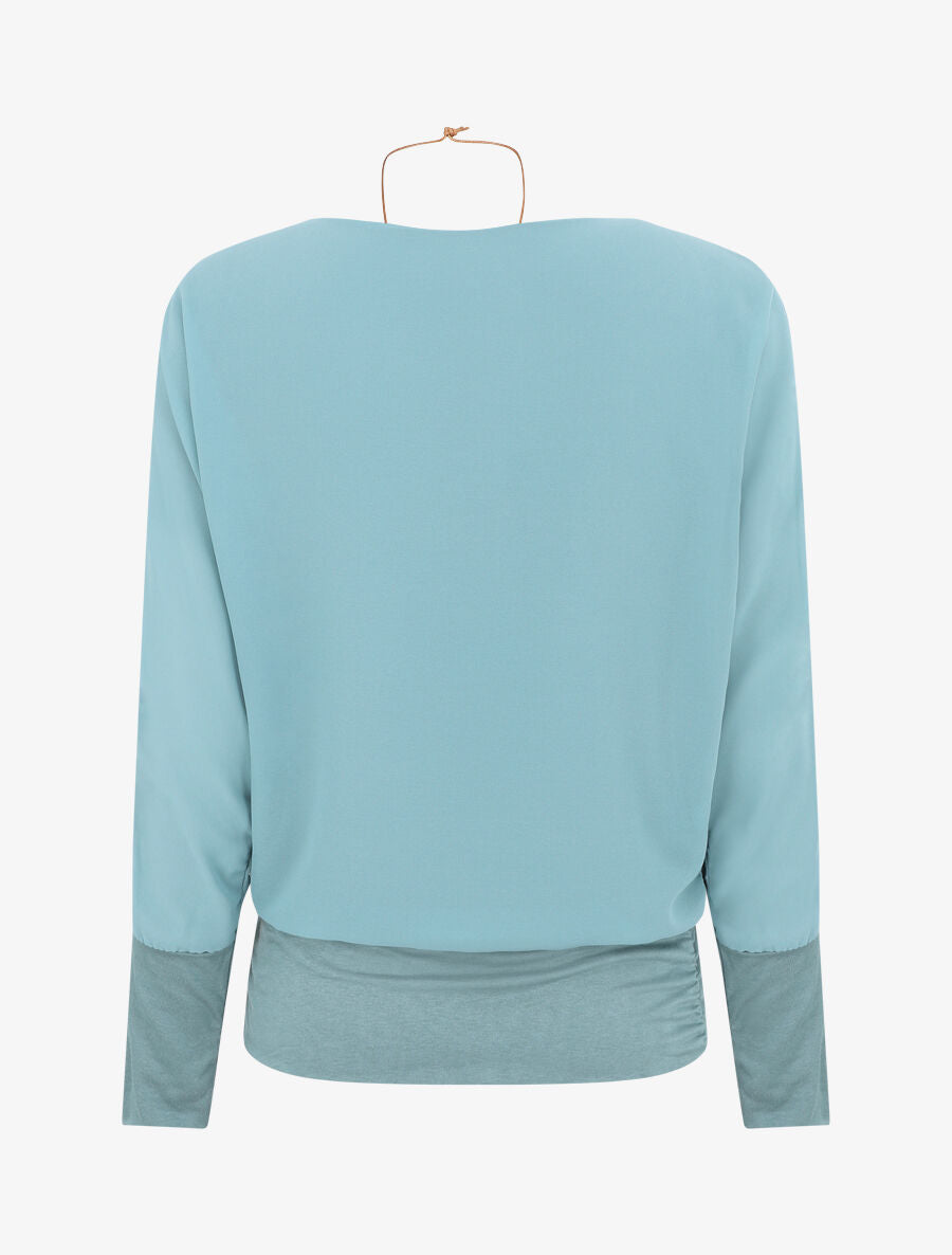 Blouse unie à col bénitier - Vert d&
