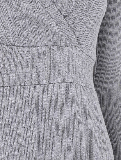 Robe pull uni coupe patineuse - Gris - 3