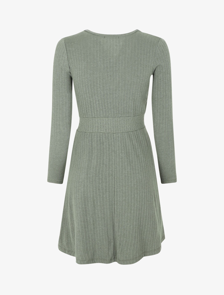 Robe pull uni coupe patineuse - Kaki - 2