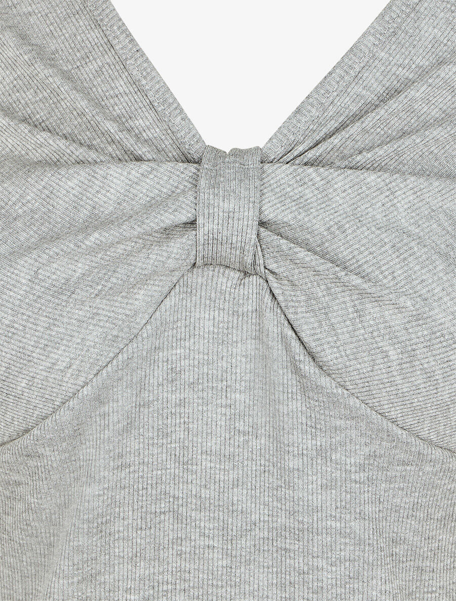 Top ajusté manches longues et noeud - Gris - 3