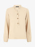 Blouse en voile unie à col boutonné - Beige - 1