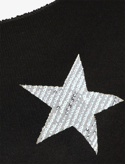 Pull ample motif étoile en sequins - Noir - 3