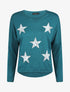 Pull ample motif étoile en sequins - Bleu canard - 1
