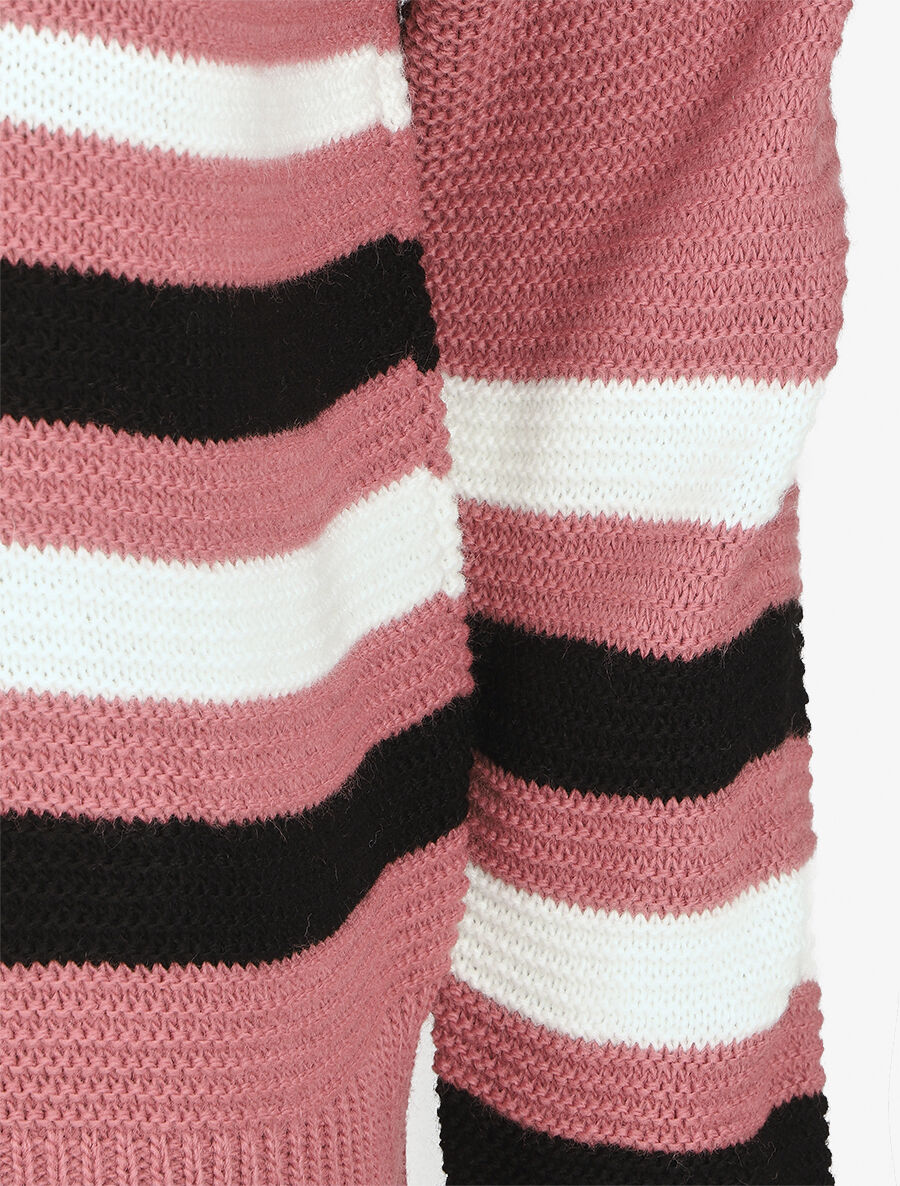 Pull droit rayé - Vieux rose - 3