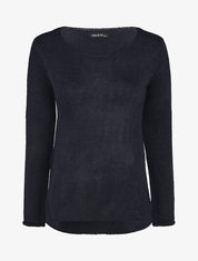 Pull droit uni col bateau - Marine - 1