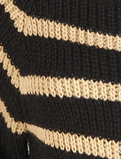 Pull en maille à col bateau - Noir - 3