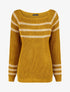 Pull en maille à col bateau - Jaune moutarde - 1