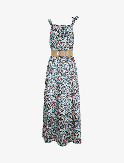 Robe longue à imprimé fleuri - Noir - 4