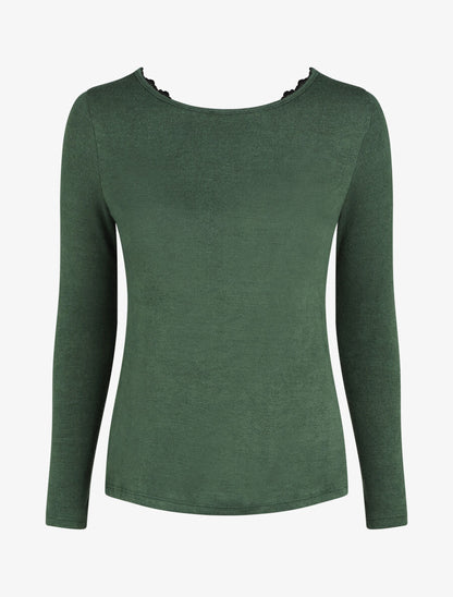 Pull fin droit dos en crochet - Vert - 7