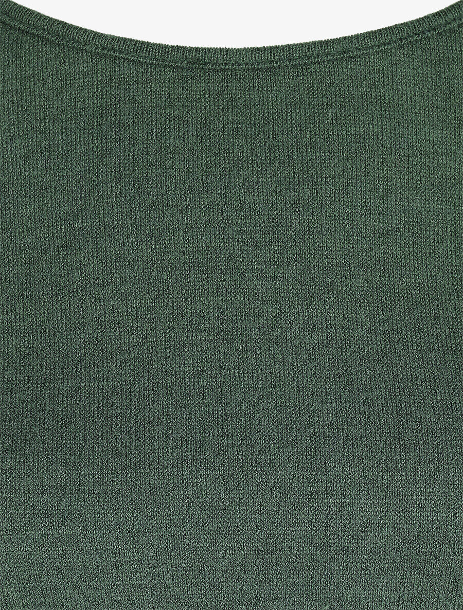 Pull fin droit dos en crochet - Vert - 3