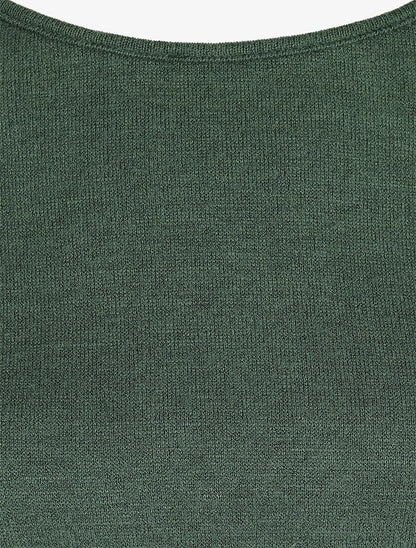 Pull fin droit dos en crochet - Vert - 3