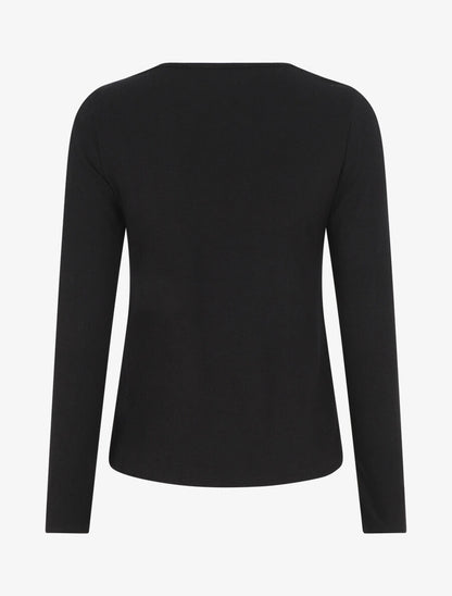 Pull droit col V en dentelle - Noir - 2