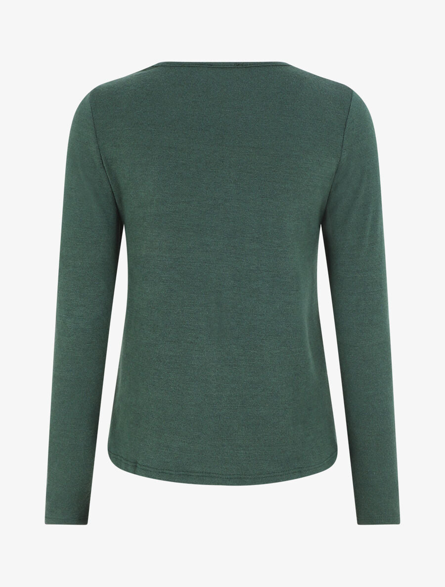 Pull droit col V en dentelle - Vert - 2