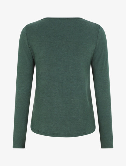 Pull droit col V en dentelle - Vert - 2