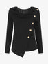 Pull droit à boutons et col bénitier - Noir - 1