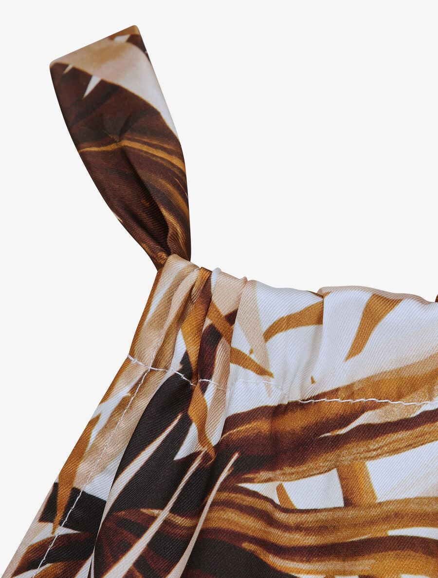 Robe longue à imprimé tropical - Camel - 4