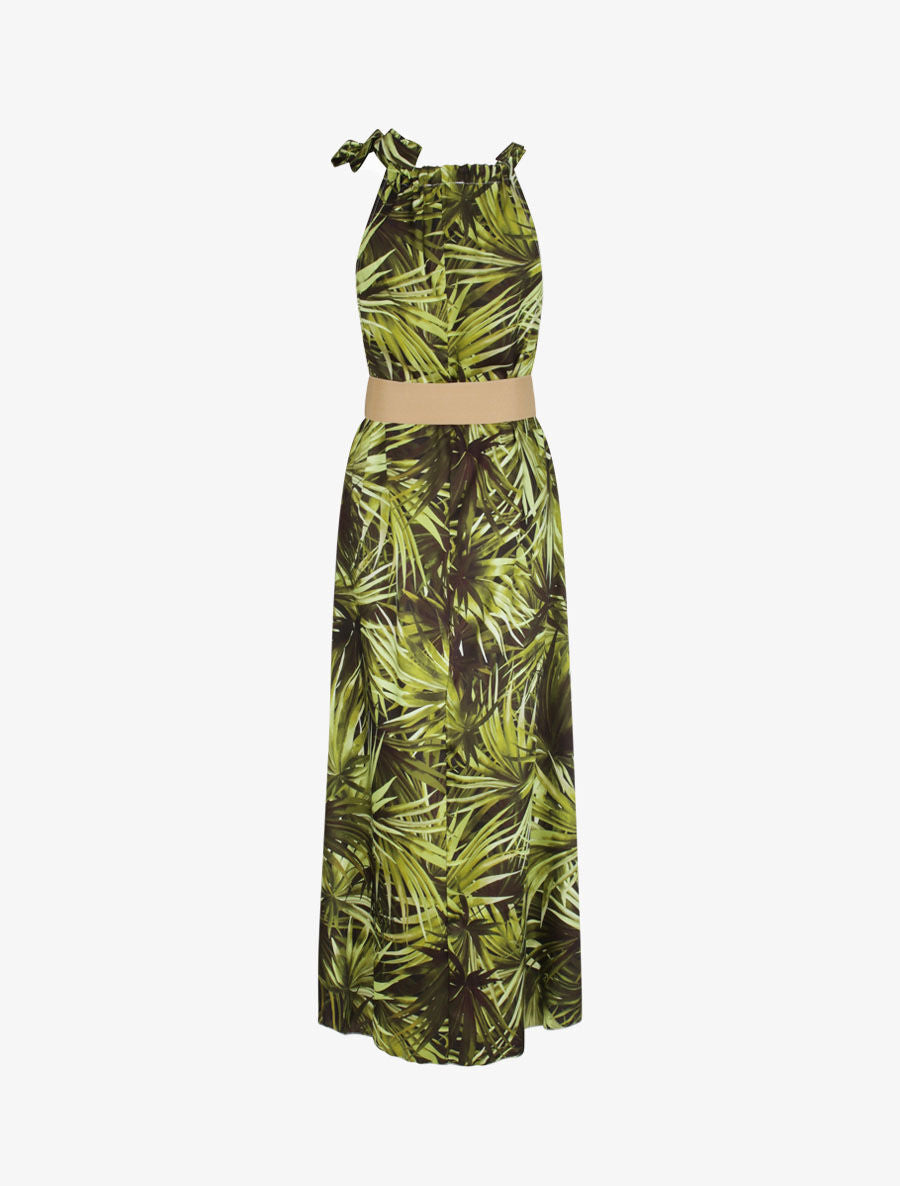 Robe longue à imprimé tropical - Noir - 2