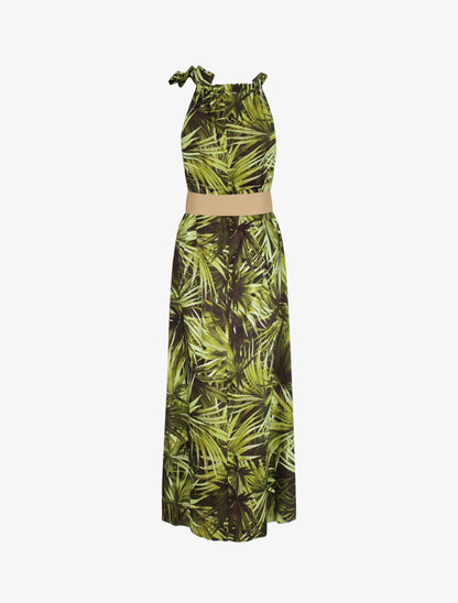 Robe longue à imprimé tropical - Noir - 2