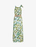 Robe longue à imprimé feuilles tropicales - Blanc - 1