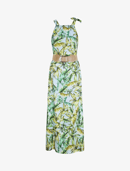 Robe longue à imprimé feuilles tropicales - Vert d&