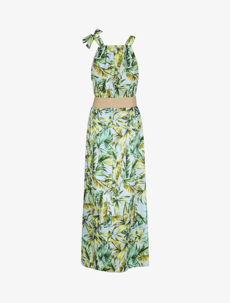Robe longue à imprimé feuilles tropicales - Vert d&