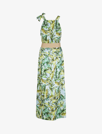 Robe longue à imprimé feuilles tropicales - Vert d&