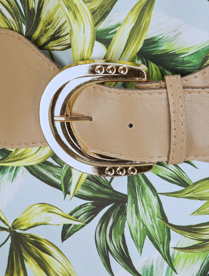 Robe longue à imprimé feuilles tropicales - Vert d&