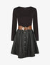 Robe bi-matière courte évasée simili - Noir - 1