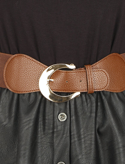 Robe bi-matière courte évasée simili - Noir - 3