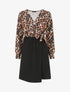 Robe bicolore imprimé retro - Noir - 1