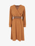 Robe unie à bande élastiquée - Camel - 1