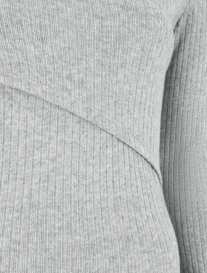 Robe courte ajustée manches longues - Gris - 3