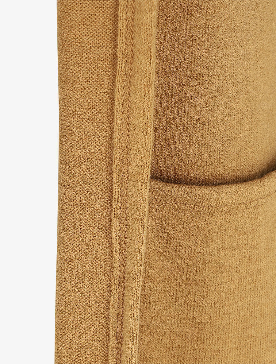 Gilet long en maille à capuche - Camel - 3