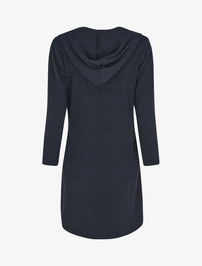 Gilet long en maille à capuche - Marine - 2