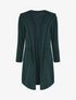 Gilet long en maille à capuche - Vert foncé - 1