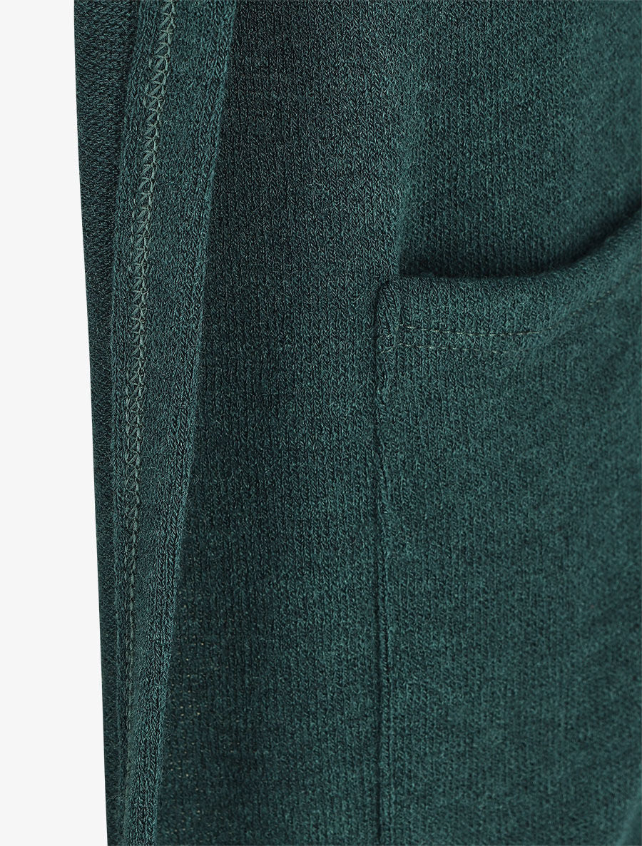 Gilet long en maille à capuche - Vert foncé - 3