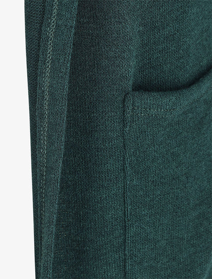 Gilet long en maille à capuche - Vert foncé - 3