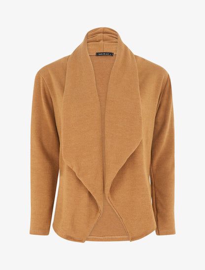 Gilet mi-long uni - Camel - 4
